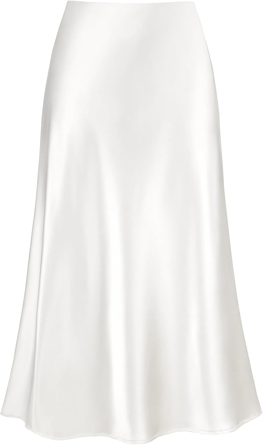 51EUAUBEw-L._AC_SL1500_.jpg 2026 Women's Satin Midi Skirt Elastic High Waisted A Line Spring Summer Flowy Silk Long Skirts for Women - Image 1