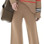 NEW Womens Elegant Lounge Sets Knitted Sweatsuit Sets 2 Piece Outfits with Sweater Tops and Wide Leg Sweatpants