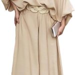 Women Summer 2 Piece Outfits Off Shoulder Top Flowy Wide Leg Pants Set Vacation Travel Airport Outfits