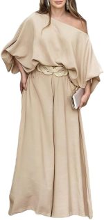 Women Summer 2 Piece Outfits Off Shoulder Top Flowy Wide Leg Pants Set Vacation Travel Airport Outfits