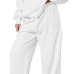 Womens Casual Two Piece Sets 2026 Outfits Quarter Zip Sweatshirts Straight Leg Pants Sweatsuits Tracksuit