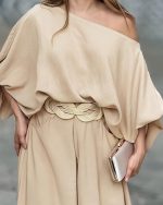 Women Summer 2 Piece Outfits Off Shoulder Top Flowy Wide Leg Pants Set Vacation Travel Airport Outfits - Image 2