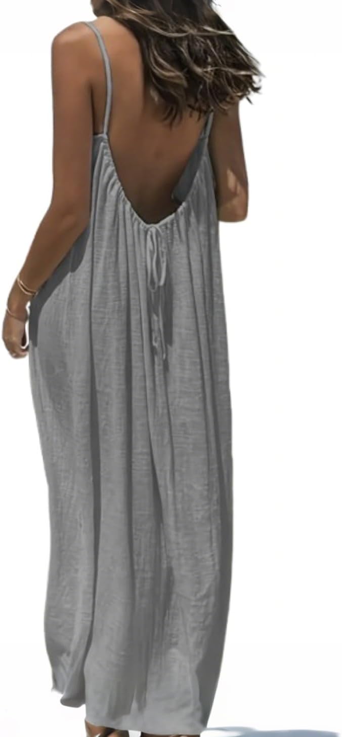 51xXAeviSL._AC_SL1455_.jpg Womens Summer Casual Sleeveless Backless Cami Sundress 2026 Vacation House Dress - Image 1