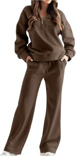 Women's Airport Outfit 1/4 Zip Pullover Hoodies and Pants 2 Piece Tracksuits Set