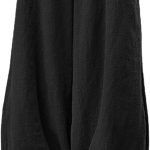 Women's Casual Cotton Linen Baggy Pants with Elastic Waist Relax Fit Lantern Trouser
