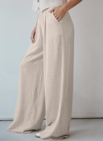 Women's Casual Loose Wide Leg Linen Pants - Image 2