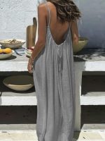 Womens Summer Casual Sleeveless Backless Cami Sundress 2026 Vacation House Dress - Image 2