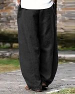 Women's Casual Cotton Linen Baggy Pants with Elastic Waist Relax Fit Lantern Trouser - Image 2