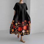 Plus Size Boho Dresses for Women 2026 Boho Floral Cotton Maxi Dresses A Line Short Sleeve Flowy Dress with Pockets - Image 2