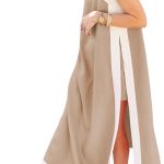 Women's 2 Piece Sets Boho Color Block Sleeveless Maxi Dress Matching Shorts with Pockets