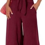 Women's Summer 2 Piece Outfits 2026 Cap Sleeve V Neck Belted Crop Tops Wide Leg Pant Sets Casual Tracksuit