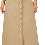 Women's Casual Button Down High Waisted A Line Jean Midi Long Denim Skirt with Pockets