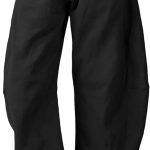 Women's Barrel Leg Sweatpant Drawstring Elastic Waisted Wide Leg Pants Casual Cotton Trousers with Pockets