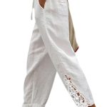 Women Casual Lightweight Drawstring Elastic Waist Pants with Pockets