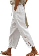 Women Casual Lightweight Drawstring Elastic Waist Pants with Pockets