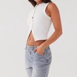 Women  Button Down Tank Tops Knitted Solid Color Sleeveless Vest Top Slim Fit Crop Going Out Tops Streetwear - Image 2
