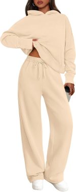 Women's 2 Piece Outfits Spring Sweatsuits Oversized Hoodies Wide Leg Sweatpants Tracksuits Lounge Matching Sets