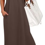 Womens Summer Casual Midi Dresses Short Sleeve Polo V Neck Loose Split Wrinkle-Free Beach Vacation Tshirt Maxi Dress