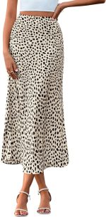 Satin Skirts for Women Trendy Spring Summer 2026 High Waisted Leopard Print Cocktail Wedding Long Silk Midi Skirt