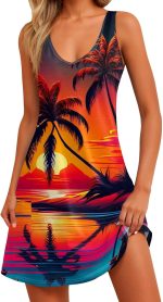 Summer Dresses for Women 2026 Casual V Neck Sleeveless Sundresses Boho Beach Tank Dresses with Pockets
