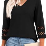 3/4 Length Sleeve Womens Tops Dressy Casual Blouses for Women 2026 Trendy V Neck T Shirts Summer Clothes