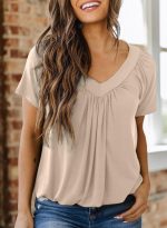 Women's Casual Summer T Shirts Short Sleeve V Neck Tops Tshirts - Image 2