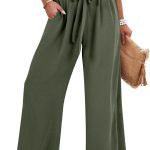 Wide Leg Pants for Women Summer High Waist Flowy Loose Casual Lounge Trousers Beach Travel Vacation Clothes