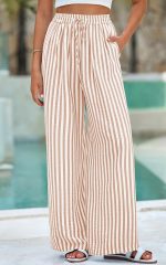 Womens Pants Elastic Waist Floral Lightweight Pants for Women Casual Lounge Wide Leg Pants Woman - Image 2