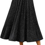 Womens Midi Skirt Summer Casual Floral Pleated A-Line Flowy Long Skirts with Pockets for Beach Vacation