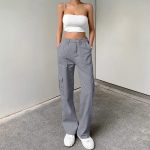 Cargo Pants for Women High Waisted Casual Pants Baggy Stretchy Wide Leg Streetwear with 6 Pockets - Image 2
