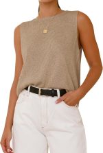 Sleeveless Sweater Tops for Women 2026 Crew Neck Lightweight Casual Loose Tank Summer Outfits Fashion Clothing
