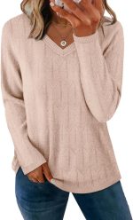 Womens Sweaters Long Sleeve Shirts Outfits 2026 V Neck Soft Knit Pullover Trendy Tops Dressy Casual Blouses - Image 2