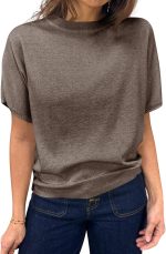 Women's Short Sleeve Crew Neck Knit Pullover Sweater
