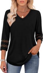 3/4 Length Sleeve Womens Tops Dressy Casual Blouses for Women 2026 Trendy V Neck T Shirts Summer Clothes - Image 2