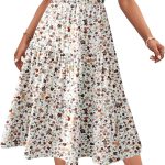 Womens Summer Casual Dresses Ruffle Sleeve V Neck Midi Dress Flowy Tiered Dress with Pockets Boho Sundresses