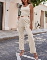 Women's 3 Piece Lounge Set Pajama Long Sleeve Cardigan Sleeveless Top Pants Sweatsuit - Image 2