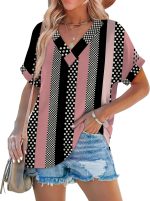 Womens Summer Tops Short Dolman Sleeve Shirts 2026 Fashion V Neck Outfits Clothes - Image 2