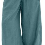 Women's Wide Leg Linen Pants Summer Boho Casual Elastic Waist Long Lounge Travel Pants Trousers with Pockets
