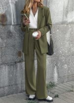 Women Suits 2 Piece Set Business Casual Dressy Oversized Blazer Jacket and Wide Leg Dress Pantsuits Formal Outfits - Image 2