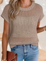 Women’s Tops 2026 Trendy Summer Shirts Crochet Cap Sleeve Knitted Sweater Spring Beach Vacation Clothes - Image 2